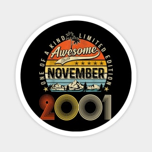 Awesome Since November 2001 Vintage 22nd Birthday Magnet